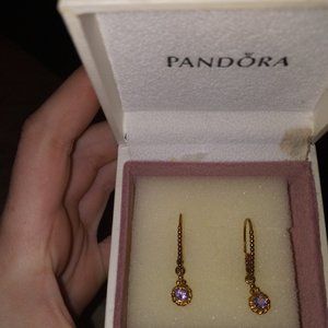 Pandora earrings purple diamonds $